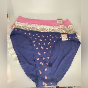 Jenni Intimates set of 3 pair Lace Trim Bikini Panties, size XXXL